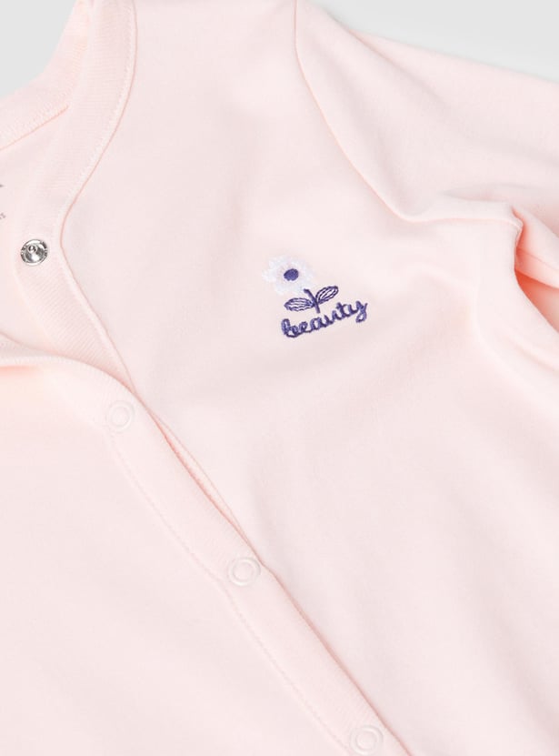 Girls Printed Full Sleeves Sleepsuit - Pack of 2