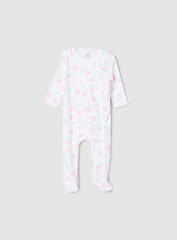 Girls Printed Full Sleeves Sleepsuit - Pack of 2