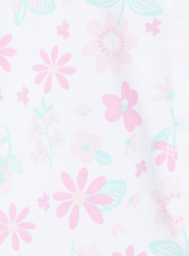 Girls Printed Full Sleeves Sleepsuit - Pack of 2