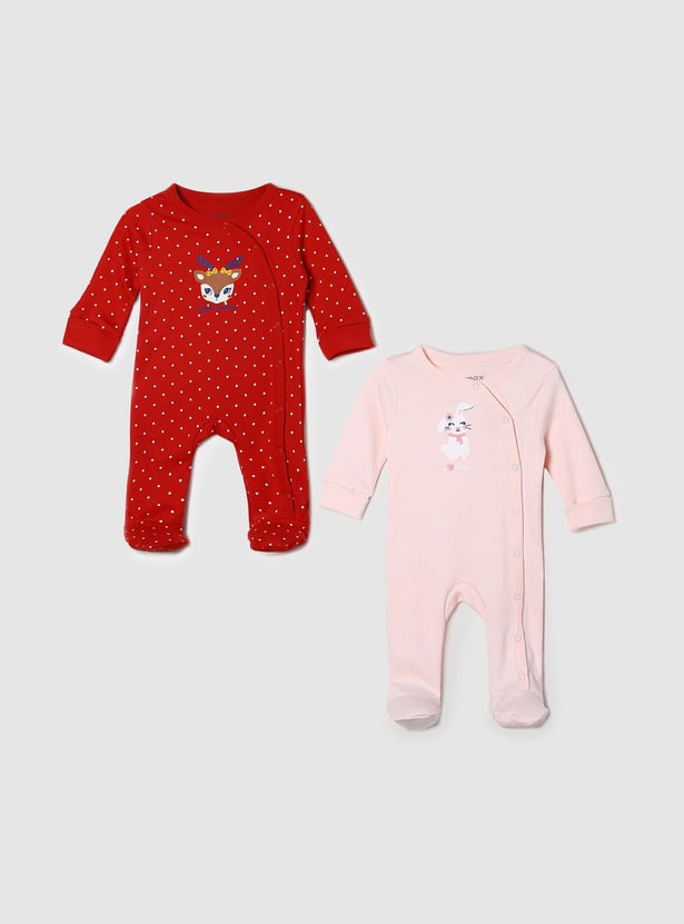 Girls Assorted Anti-Bacterial Sleepsuit - Pack of 2