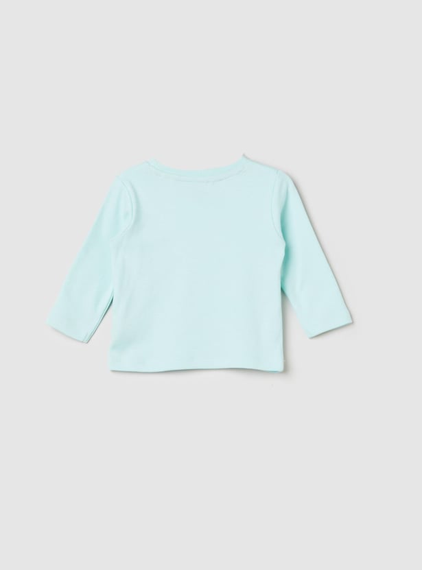 Girls Printed Round Neck T-shirt with Pyjamas
