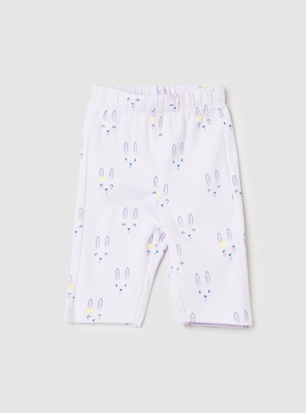 Girls Printed Round Neck T-shirt with Elasticated Pyjamas