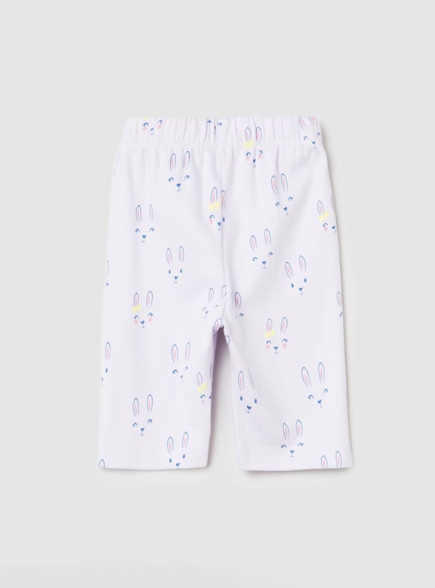 Girls Printed Round Neck T-shirt with Elasticated Pyjamas