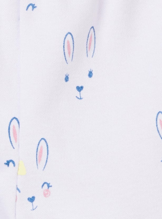 Girls Printed Round Neck T-shirt with Elasticated Pyjamas