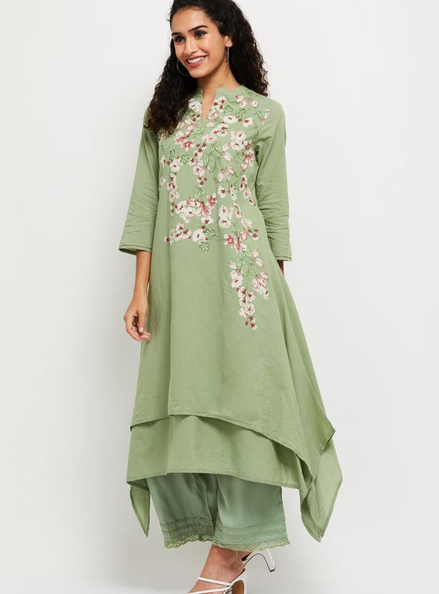 Women Printed Layered Asymmetrical Kurta