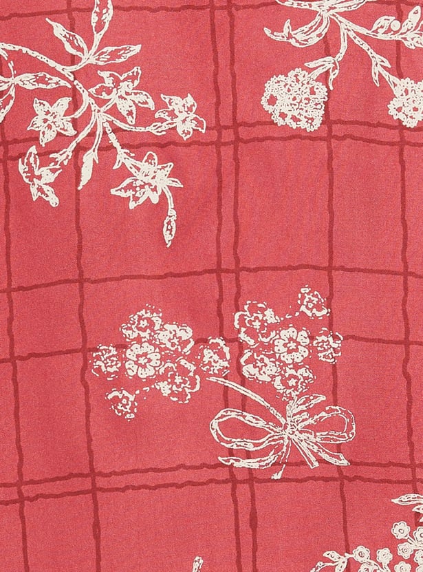 Women Embroidered A-line Kurta with Printed Jacket