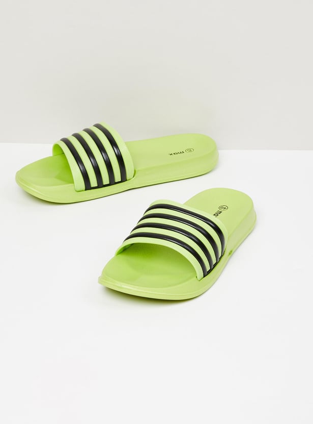 Women Striped Open-Toe Sliders