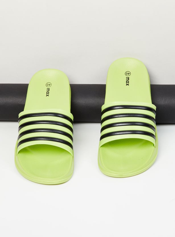 Women Striped Open-Toe Sliders