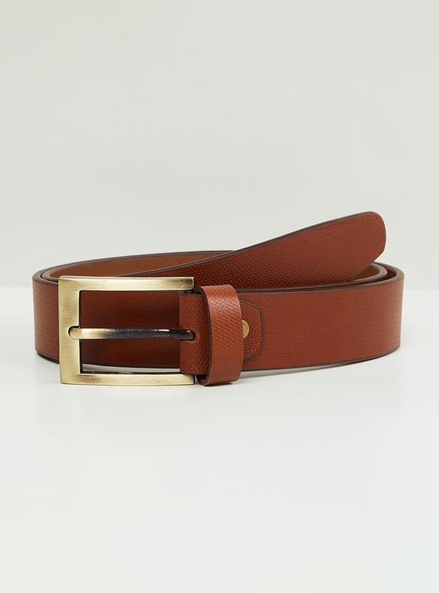 Men Textured Formal Leather Belt