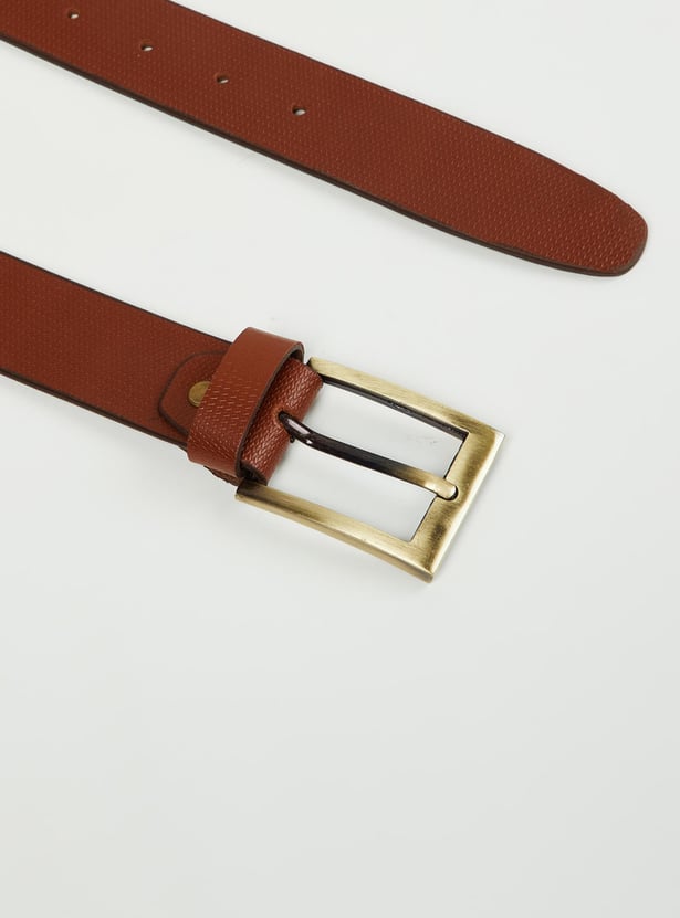 Men Textured Formal Leather Belt