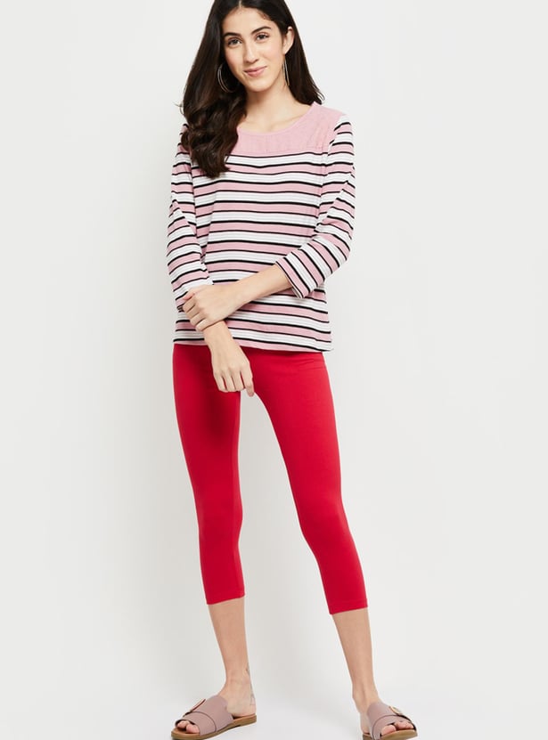 Women Striped Round Neck T-shirt