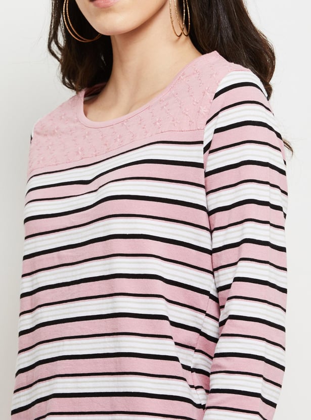 Women Striped Round Neck T-shirt