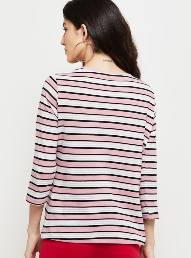 Women Striped Round Neck T-shirt