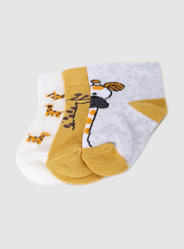Boys Printed Ankle-Length Socks - Pack of 3
