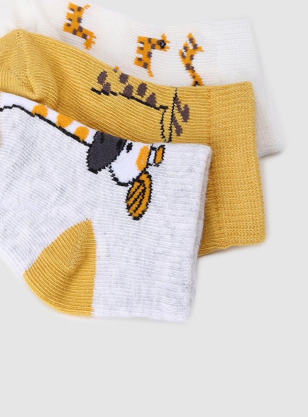 Boys Printed Ankle-Length Socks - Pack of 3