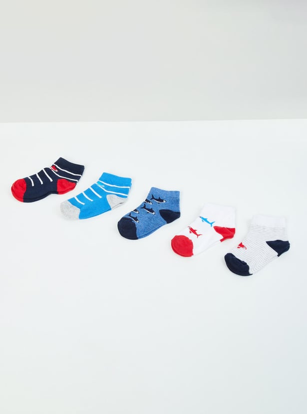 Boys Printed Ankle-Length Socks - Pack of 5