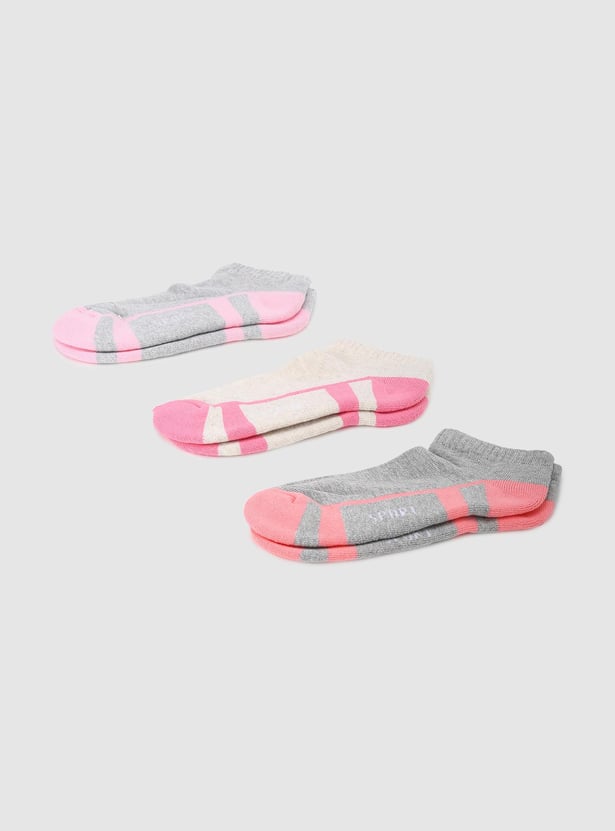 Girls Colourblocked Ankle-Length Socks - Pack of 3