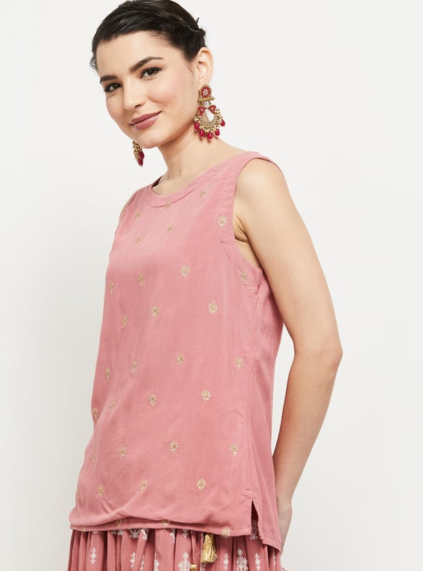 Women Embroidered Sleeveless Ethnic Top