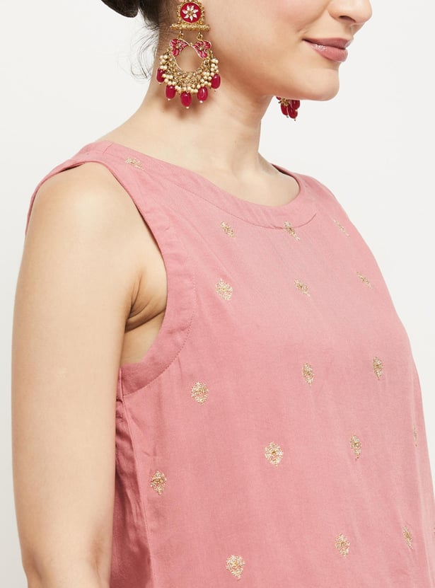 Women Embroidered Sleeveless Ethnic Top