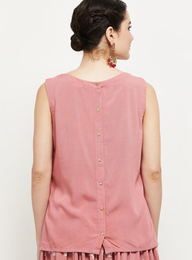 Women Embroidered Sleeveless Ethnic Top