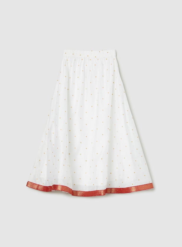 Girls Embroidered Blouse with Lehenga and Dupatta