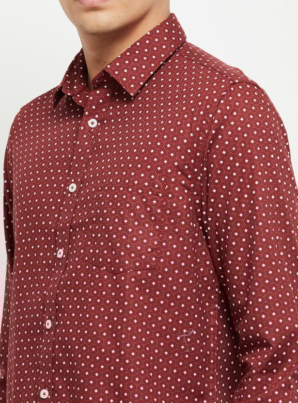 Men Geometric Printed Regular Fit Smart Casual Shirt