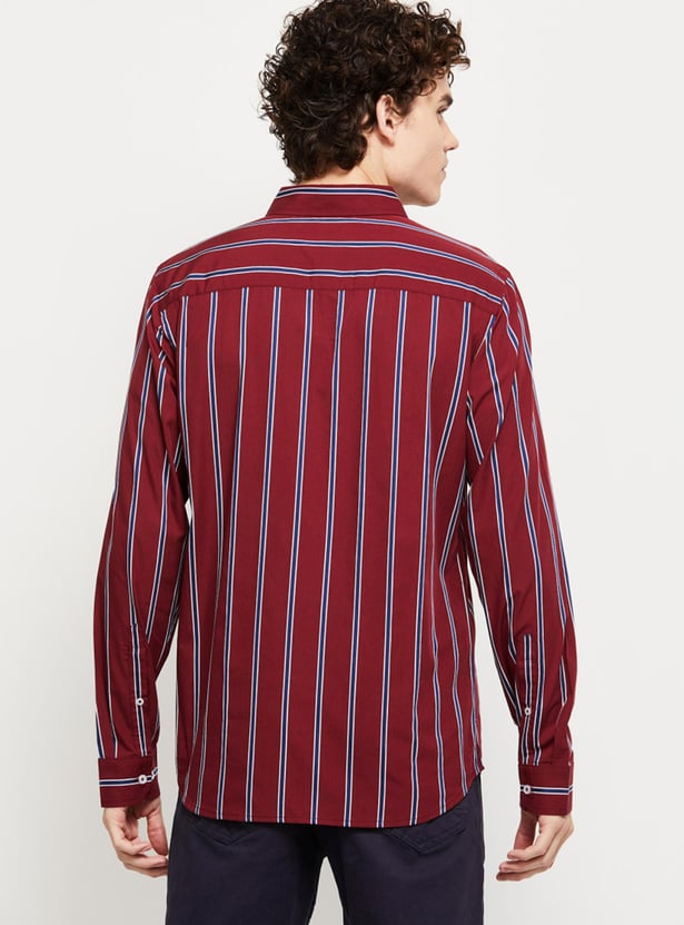 Men Striped Full Sleeves Regular Fit Smart Casual Shirt