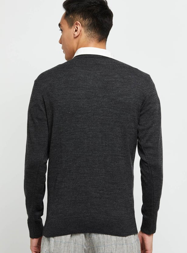 Men Solid Full Sleeves Sweater