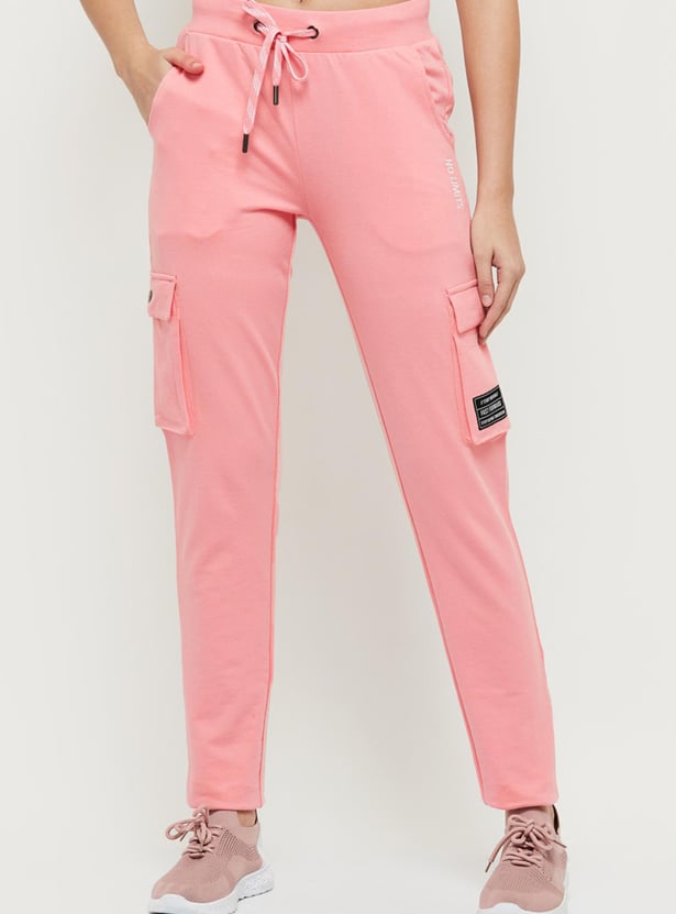 Women Solid Sports Cargo Track Pants