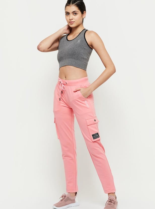 Women Solid Sports Cargo Track Pants