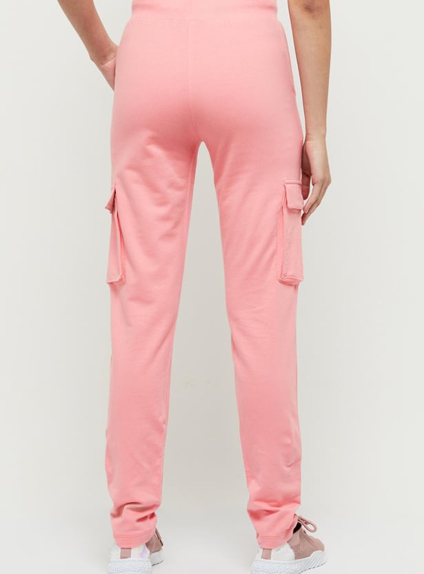 Women Solid Sports Cargo Track Pants