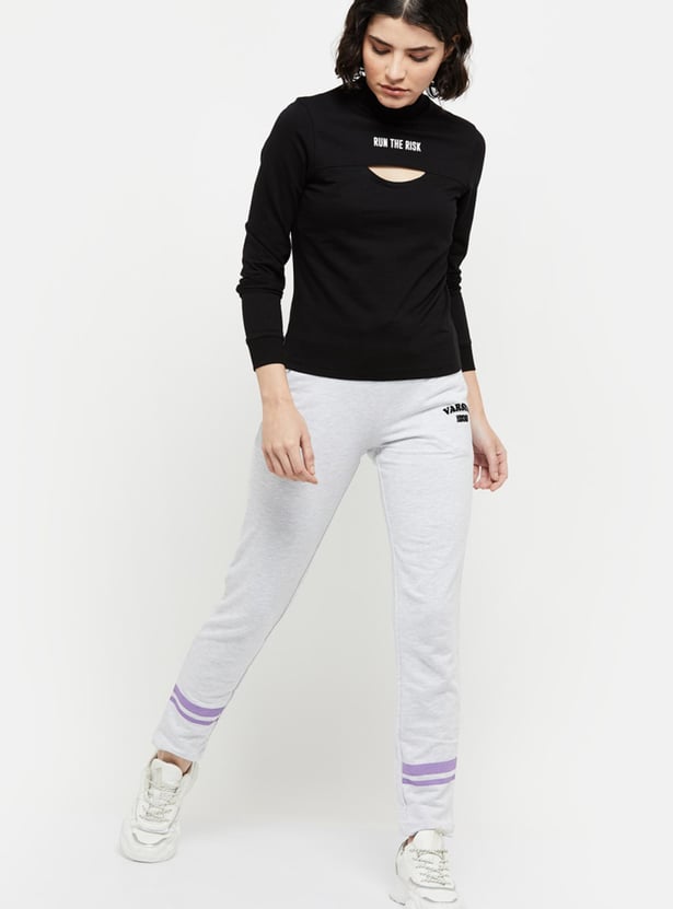 Women Printed Cut-Out Detail T-shirt
