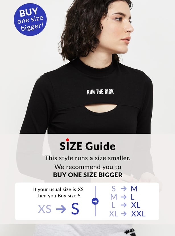 Women Printed Cut-Out Detail T-shirt