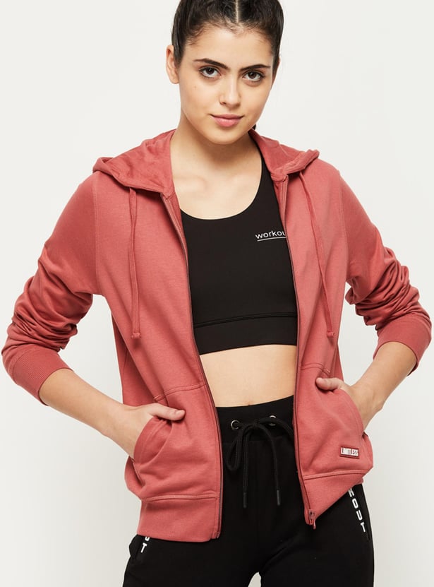 MAX Women Solid Hooded Sporty Jacket