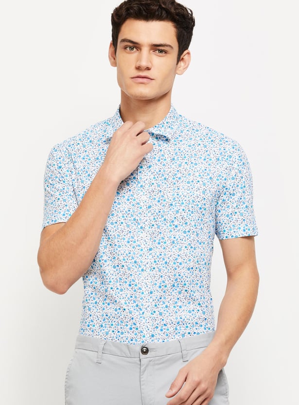 Men Floral Print Half Sleeves Casual Shirt