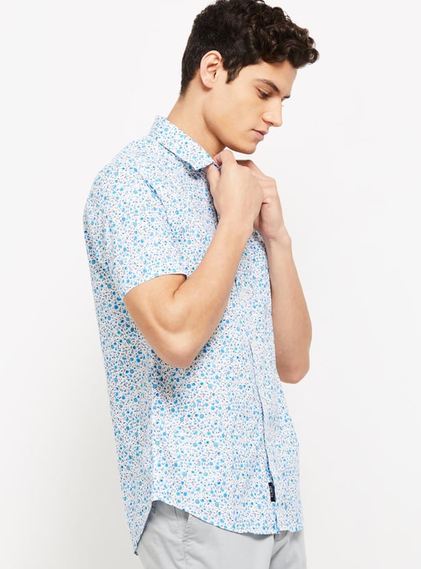 Men Floral Print Half Sleeves Casual Shirt