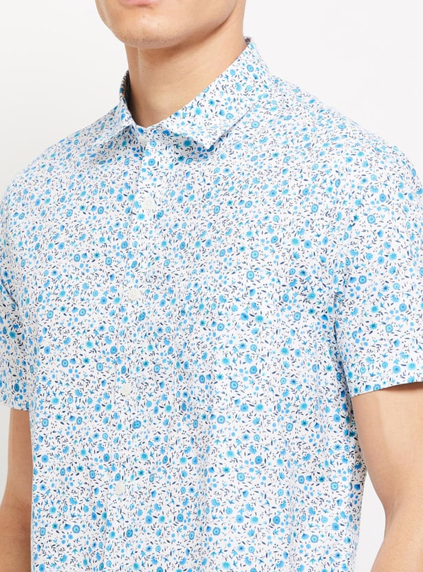 Men Floral Print Half Sleeves Casual Shirt
