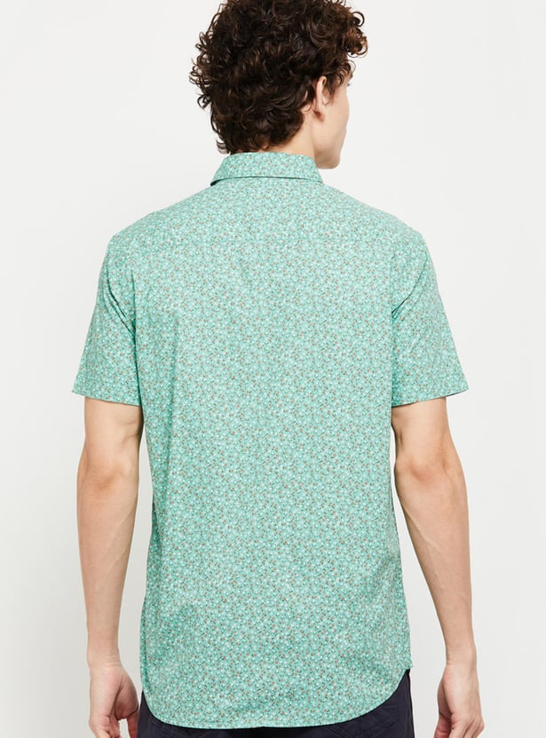 Men Floral Printed Half Sleeves Regular Fit Smart Casual Shirt