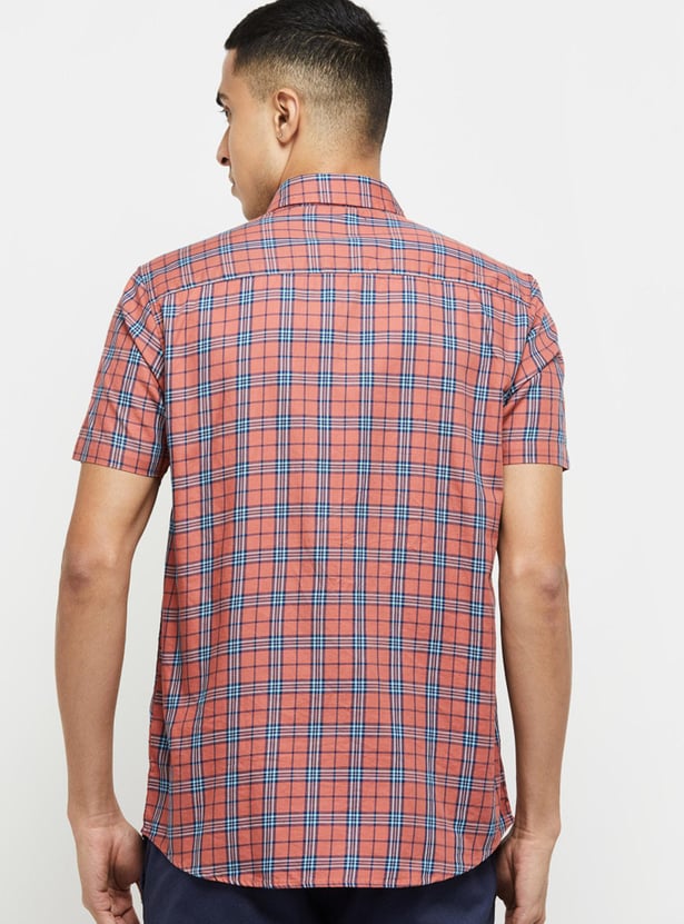 Men Checked Short Sleeves Regular Fit Casual Shirt