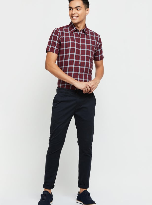 Men Checked Half Sleeves Regular Fit Casual Shirt