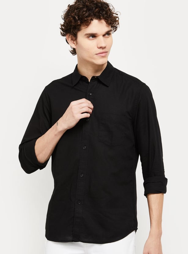 Men Solid Full Sleeves Shirt