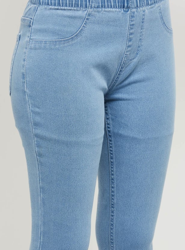 Women Solid Elasticated Ankle-Length Jeggings