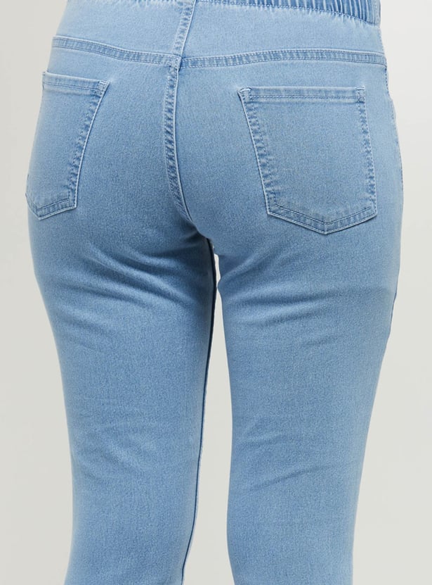 Women Solid Elasticated Ankle-Length Jeggings