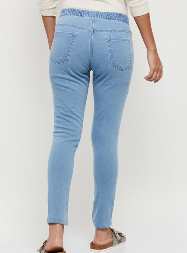 Women Solid Elasticated Ankle-Length Jeggings