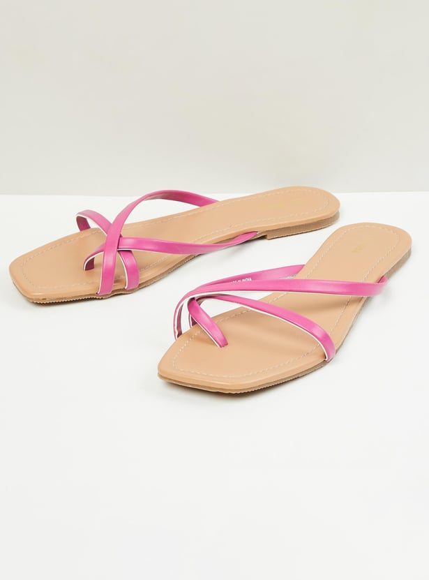 Women Solid Multi-Strap Flat Sandals