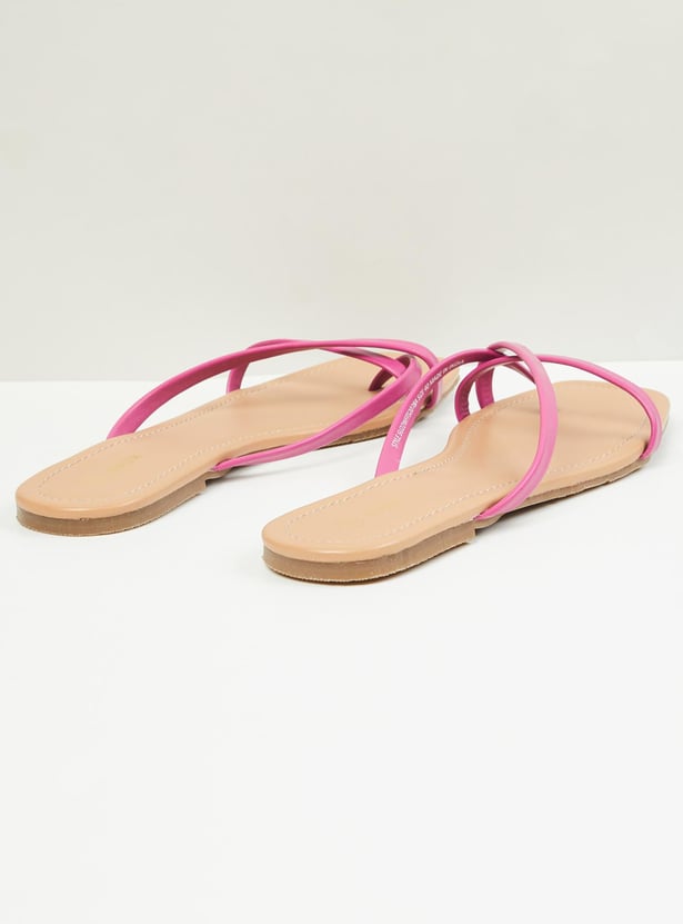 Women Solid Multi-Strap Flat Sandals