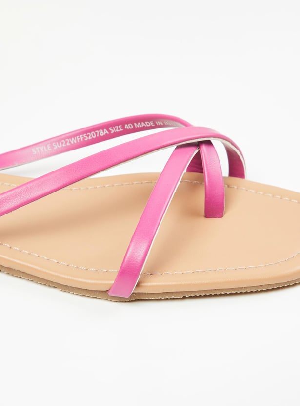 Women Solid Multi-Strap Flat Sandals