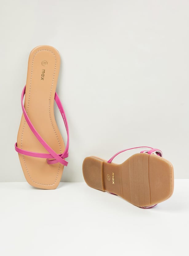 Women Solid Multi-Strap Flat Sandals