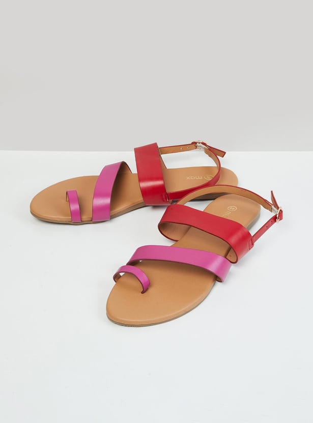 Women Colourblocked Slingback Flat Sandals