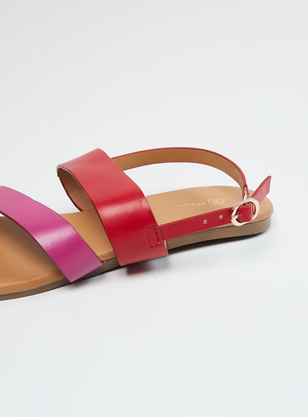 Women Colourblocked Slingback Flat Sandals